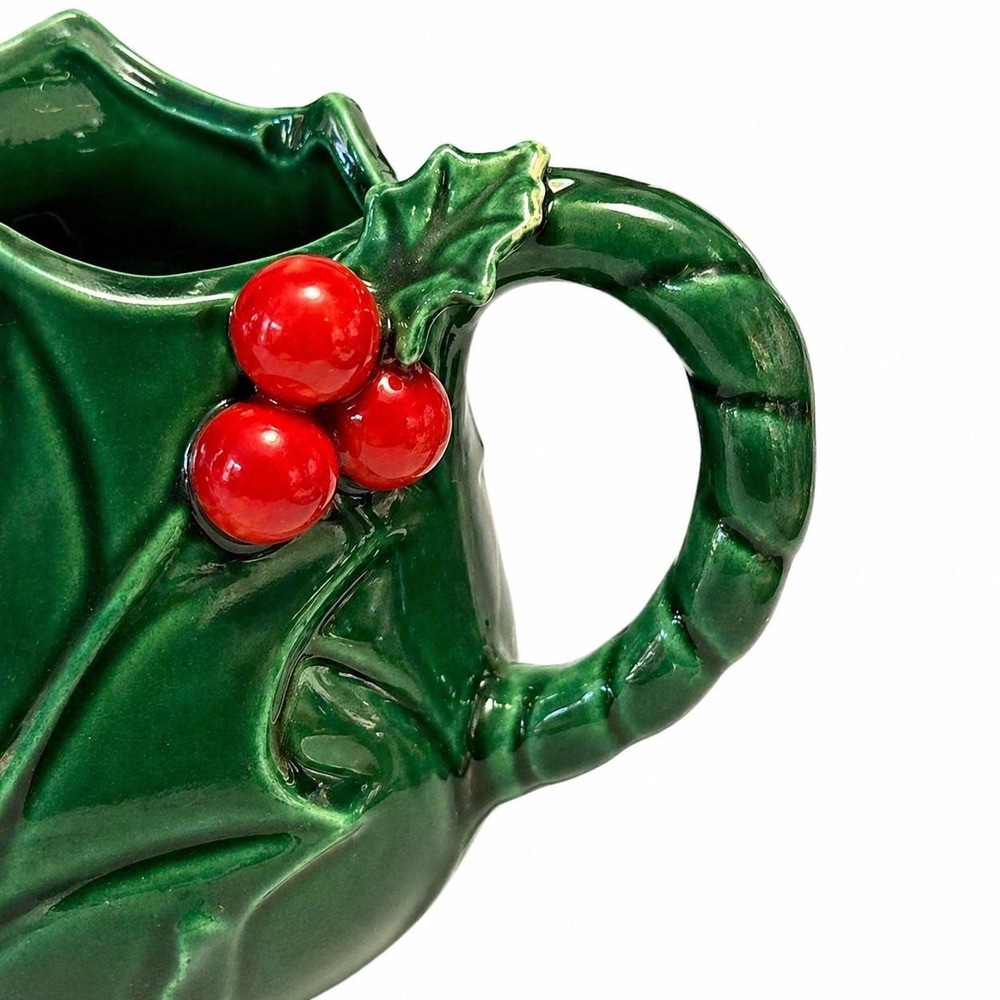 VTG Lefton Holly Berry Creamer Christmas Green Ceramic Japan EUC #4369 - Picture 3 of 10